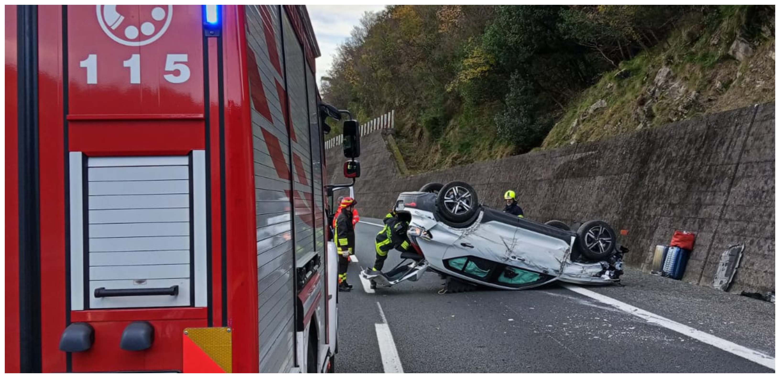 Schianto in A12 tra due auto, una si ribalta: 4 feriti tra cui una bambina