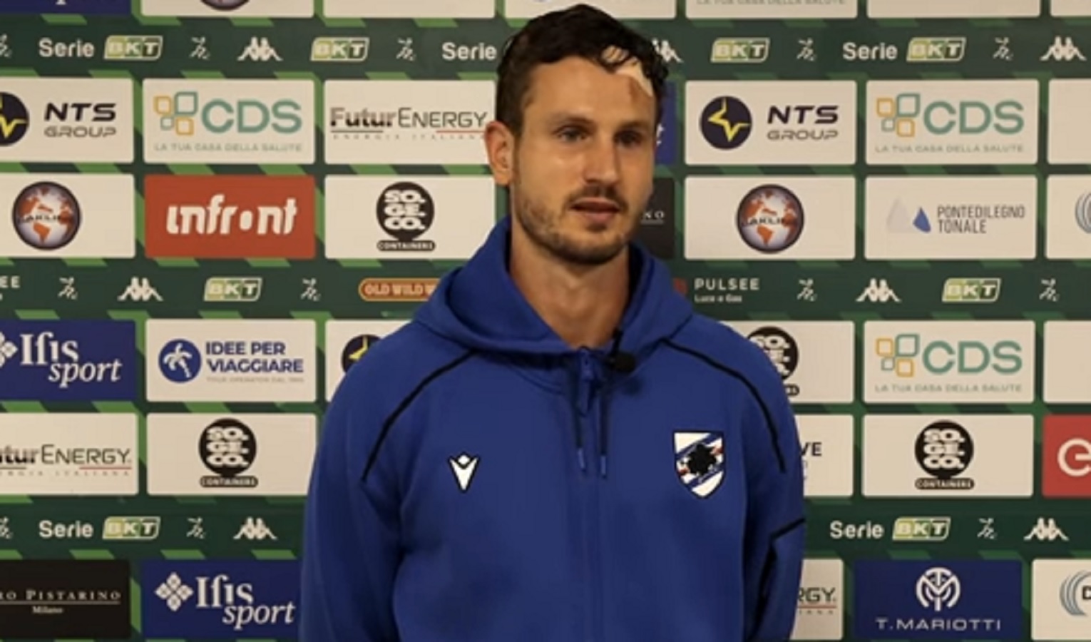 Oliver Abildgaard Un calciatore della Sampdoria ferito in testa