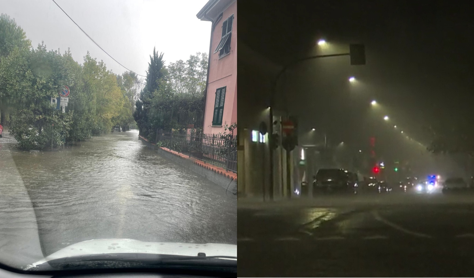 Piogge intense all'alba nello spezzino: strade chiuse e allagamenti