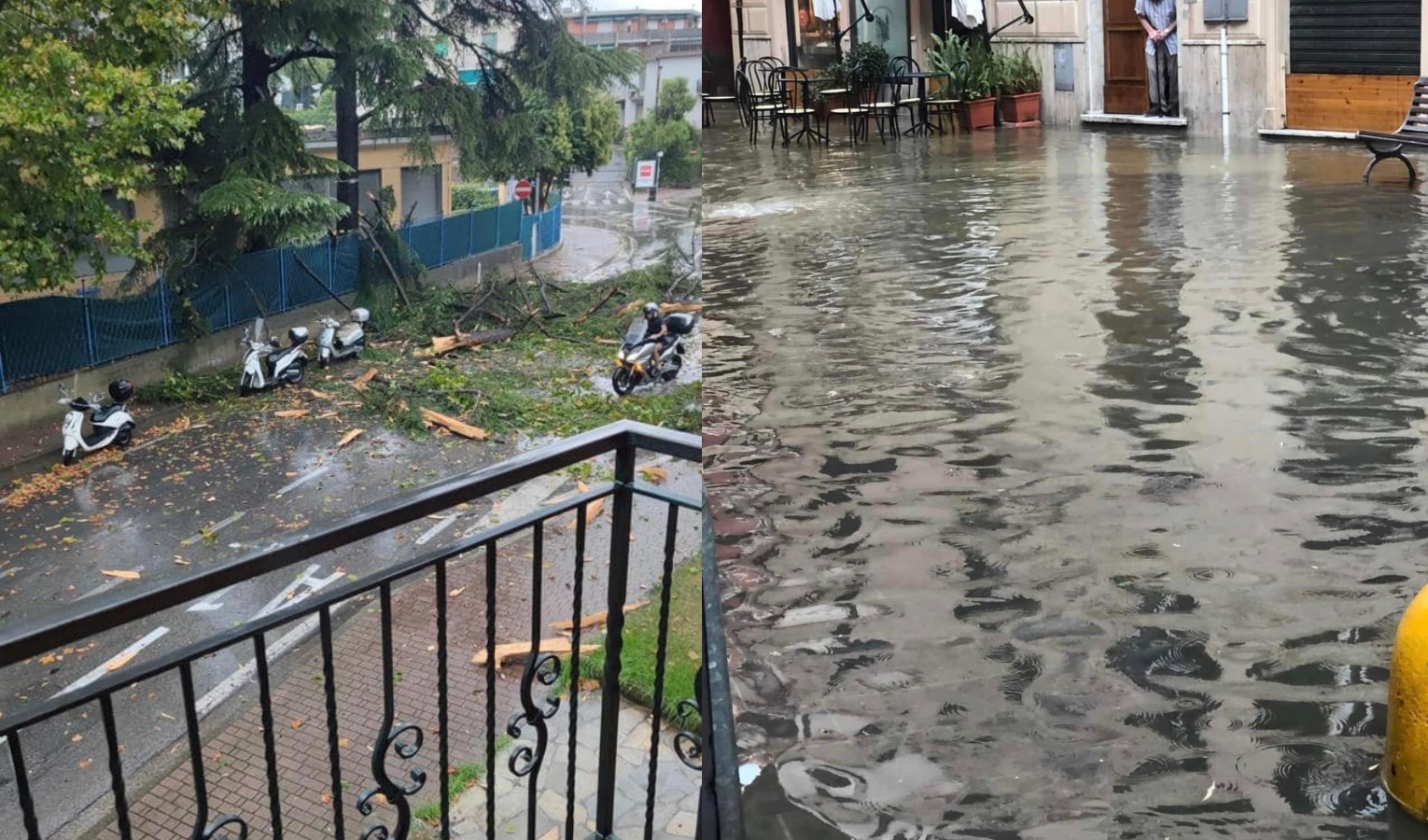 Temporale su Rapallo, il lungomare si allaga 