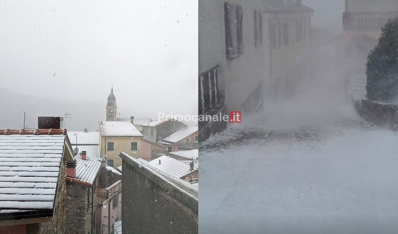 Liguria, forti nevicate nell'entroterra del centro-levante