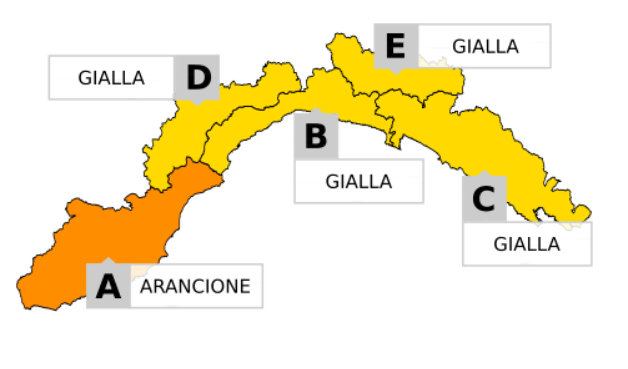 Allerta arancione e gialla prolungata su tutta la Liguria