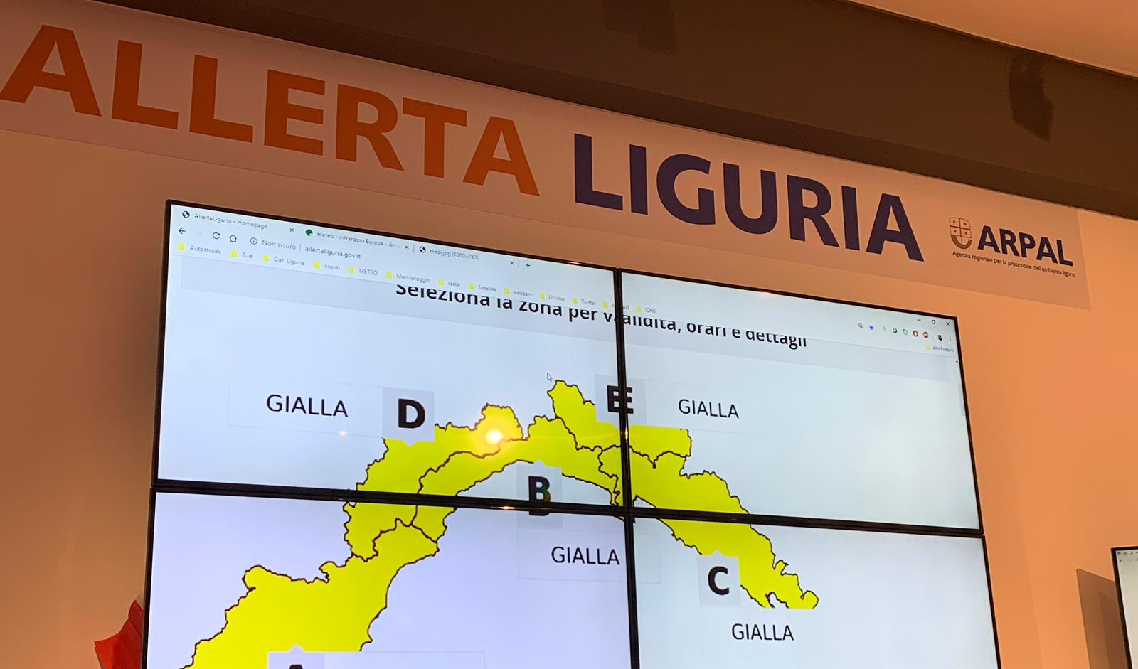 Inaugurata la nuova sala centro meteo Arpal: tecnologia per affrontare i cambiamenti climatici