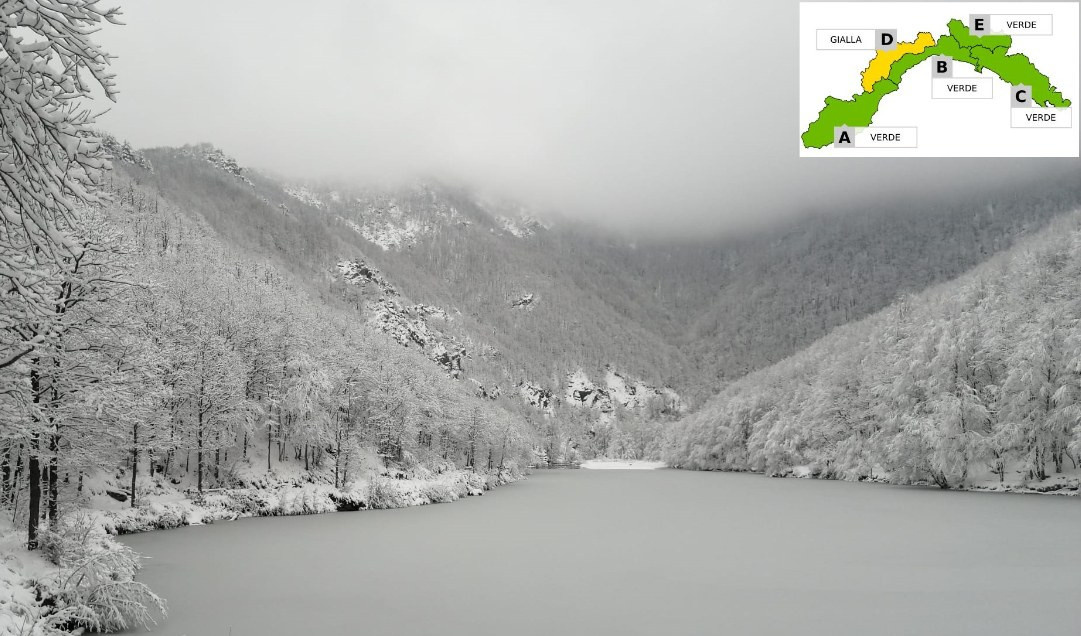 Liguria, lunedì allerta gialla per neve nell'entroterra di Ponente, primi fiocchi dal mattino