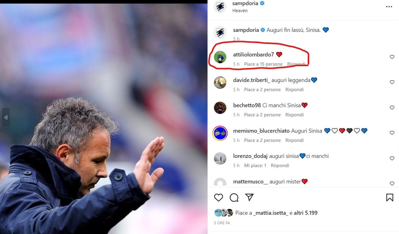 Mihajlovic, gli auguri della Sampdoria per il 54° compleanno