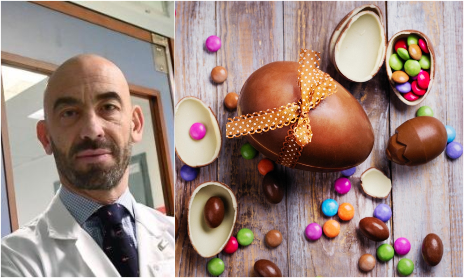 Matteo Bassetti e uova di cioccolato