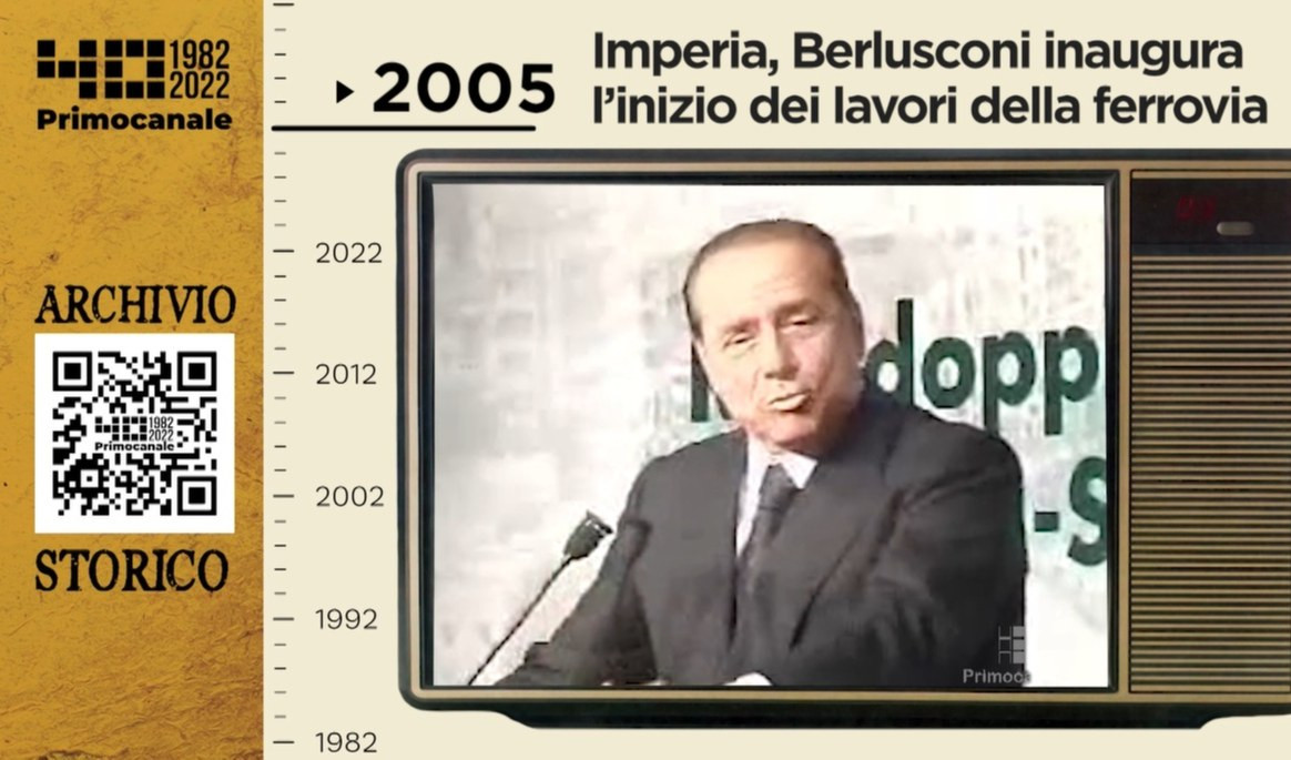 Dall'archivio storico di Primocanale, 2005: Berlusconi inaugura l'inizio dei lavori della ferrovia