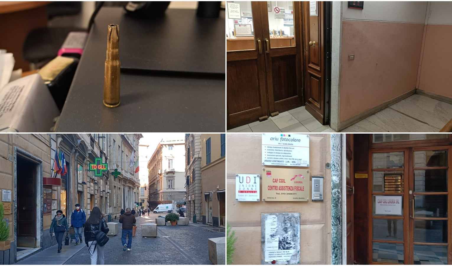 Genova, bossolo di carabina davanti a un Caf della Cgil: un mistero