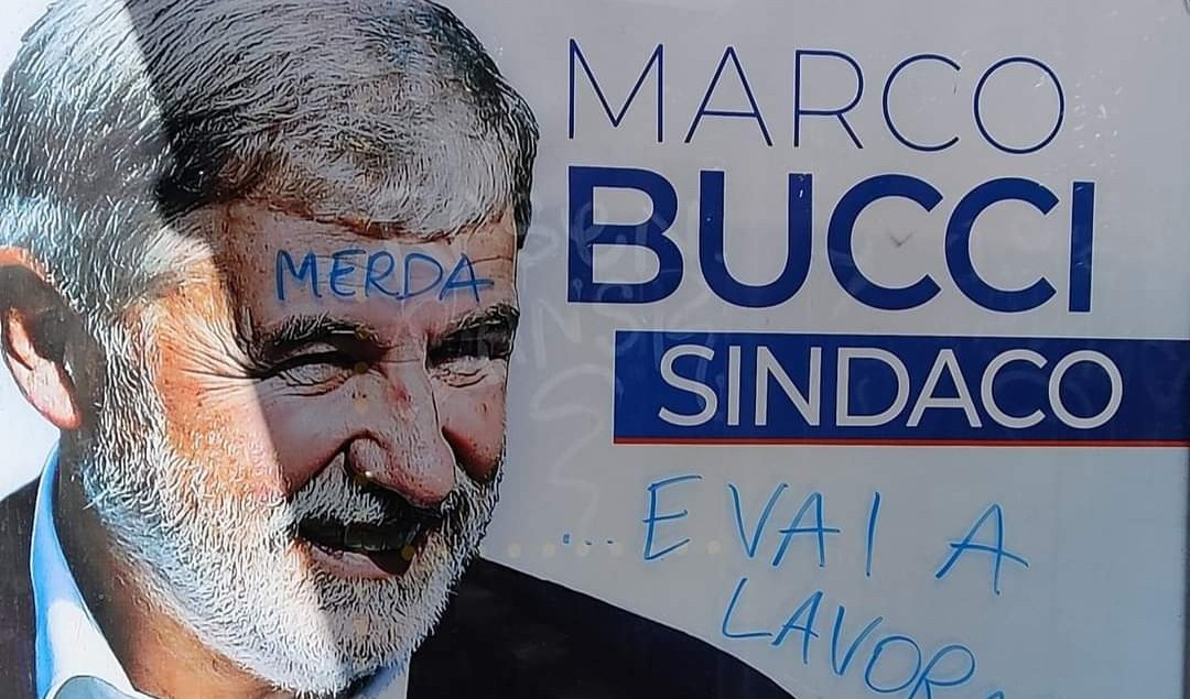 Elezioni comunali, insulti anche sul manifesto di Marco Bucci