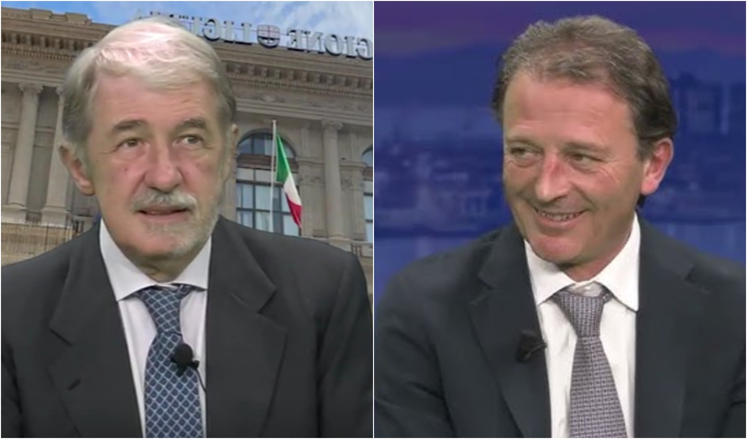Due uomini in giacca e cravatta che si guardano 