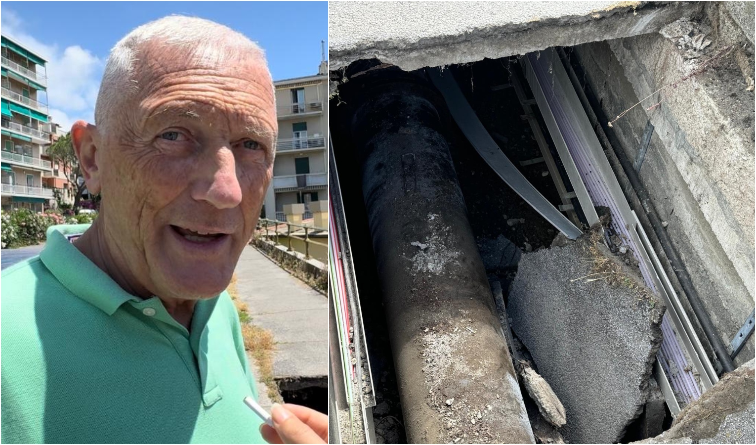 Precipitano dentro l'asfalto, il nonno: 