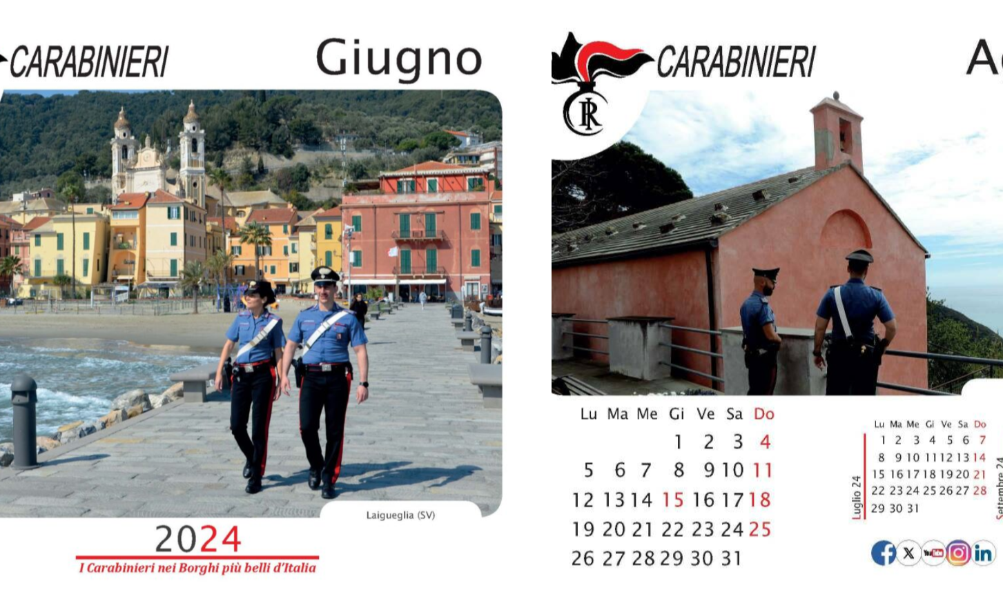 Carabinieri, Framura e Laigueglia nel calendario dell'Arma 2024