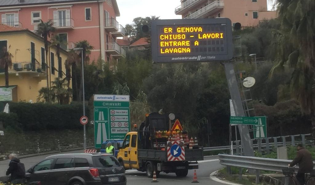 A12, chiude per lavori il casello di Chiavari