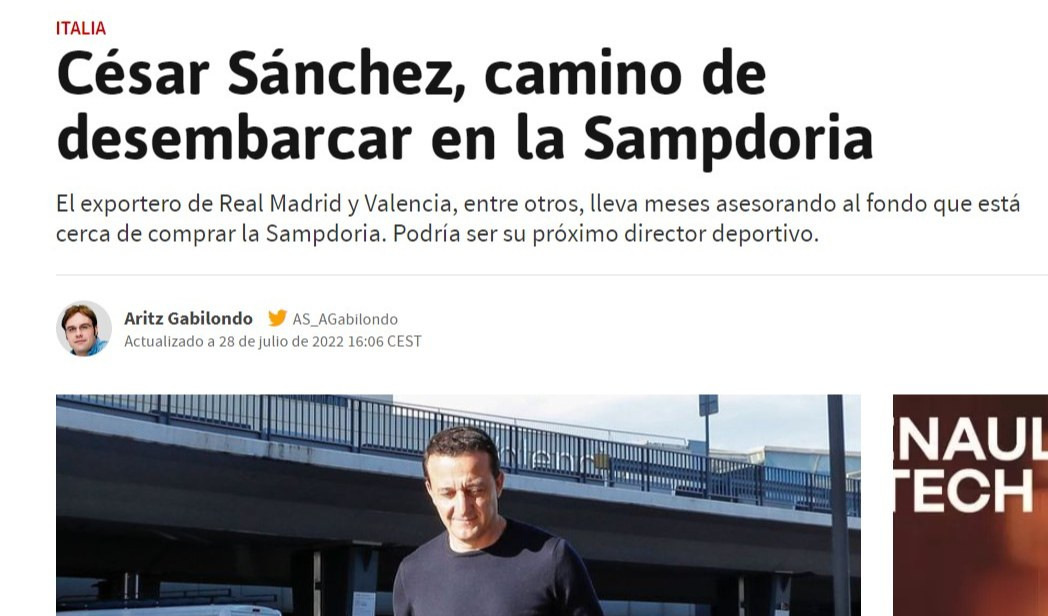 Sampdoria-Cerberus/Redstone: closing a settembre, Sanchez possibile ds