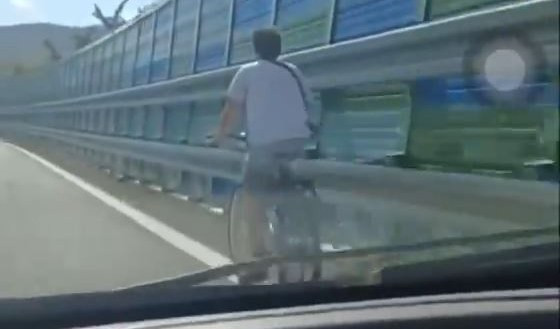 Ciclista in autostrada all'altezza di Sestri Levante, paura in A12