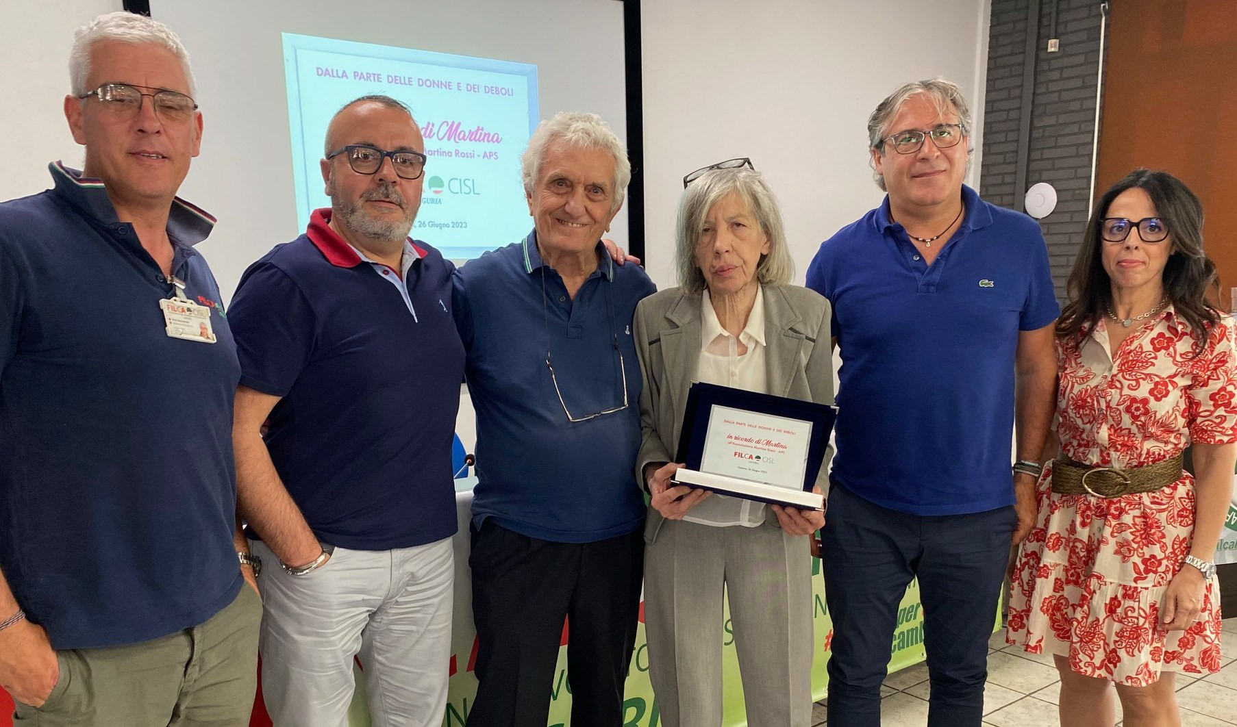 Filca Cisl dona 1000 euro all'associazione Martina Rossi