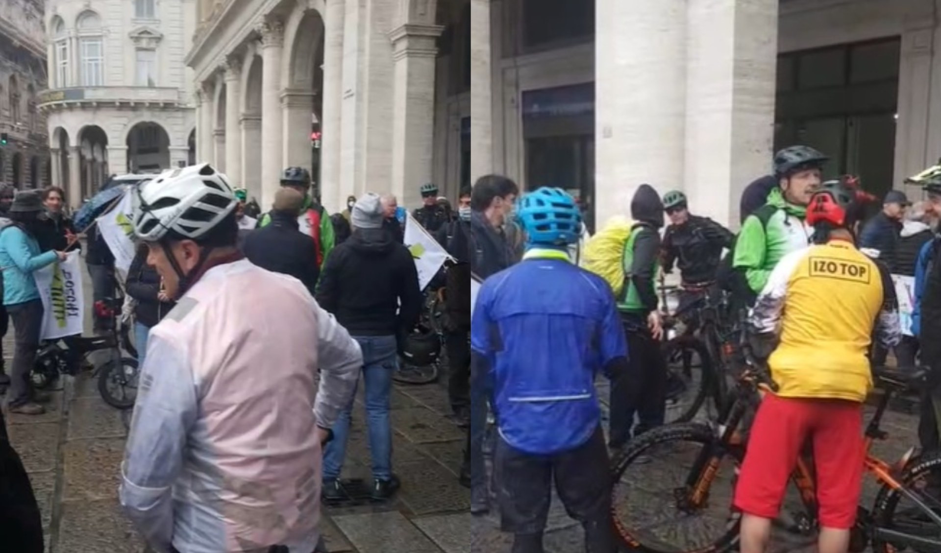 No al lockdown dei boschi, protesta in piazza De Ferrari. Crucioli: 