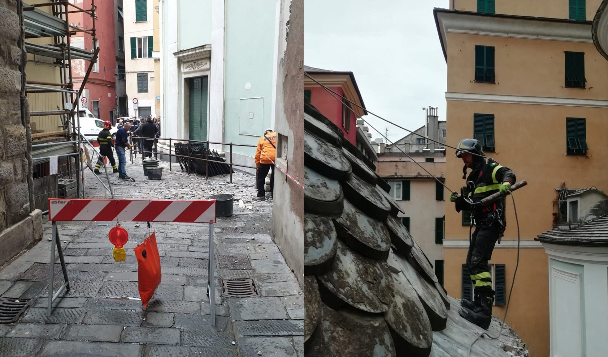 Genova, cadono ardesie dalla cupola della chiesa: paura nel Centro Storico