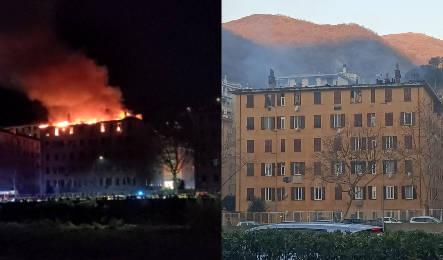 Genova, palazzo bruciato a Molassana: sistemati tutti gli sfollati