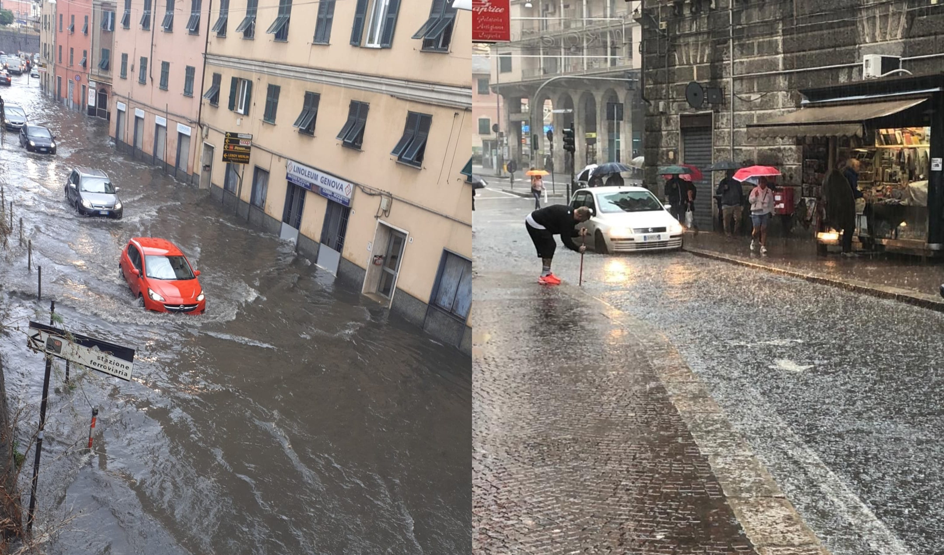 Maltempo, nubifragio a Genova: allagamenti e strade chiuse