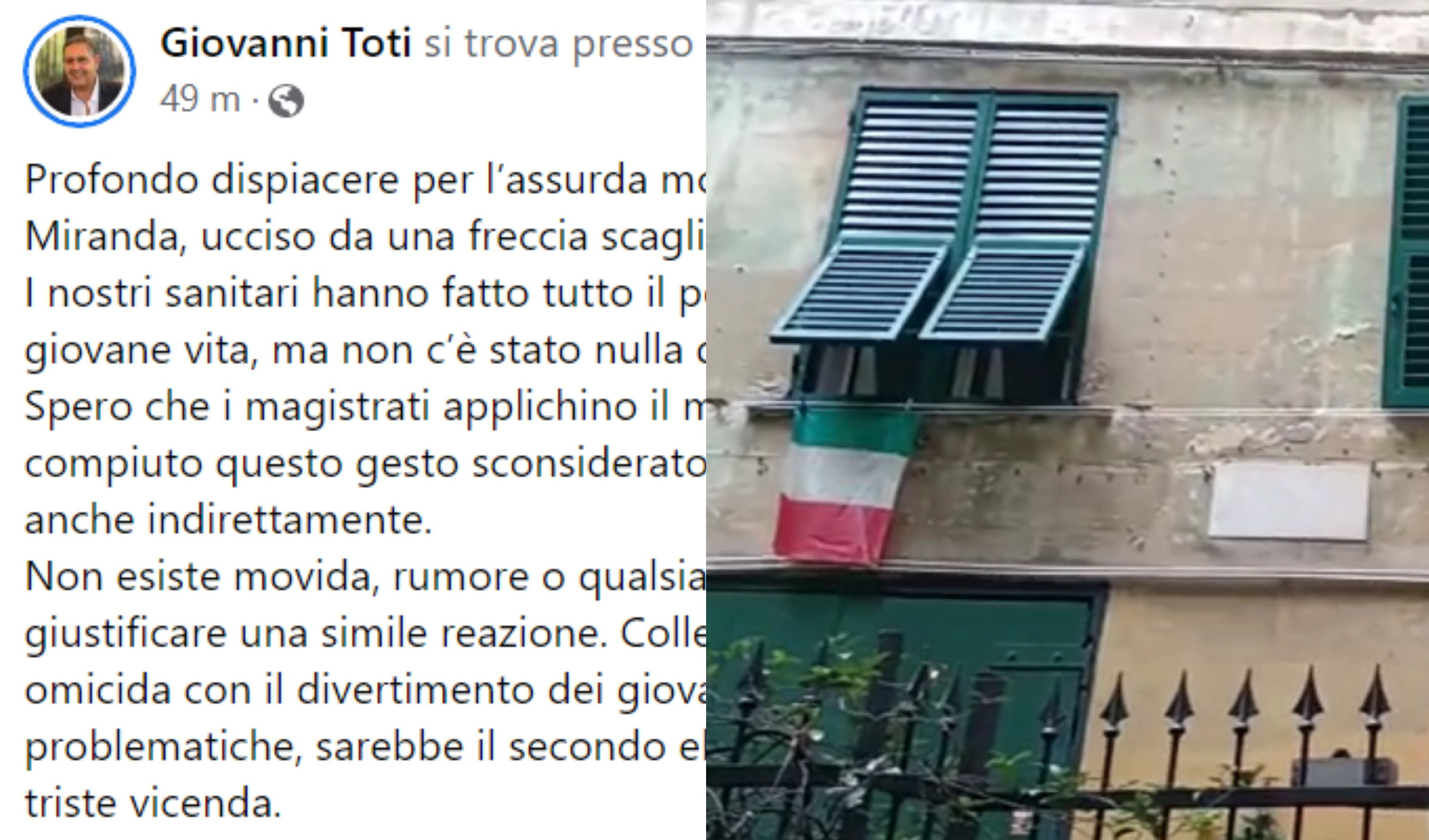 Genova, uomo ucciso da una freccia: il cordoglio delle istituzioni