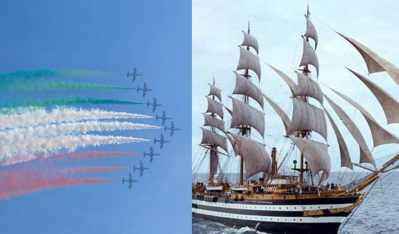 The Ocean Race, sabato le Frecce Tricolori salutano la regata e la partenza dell'Amerigo Vespucci