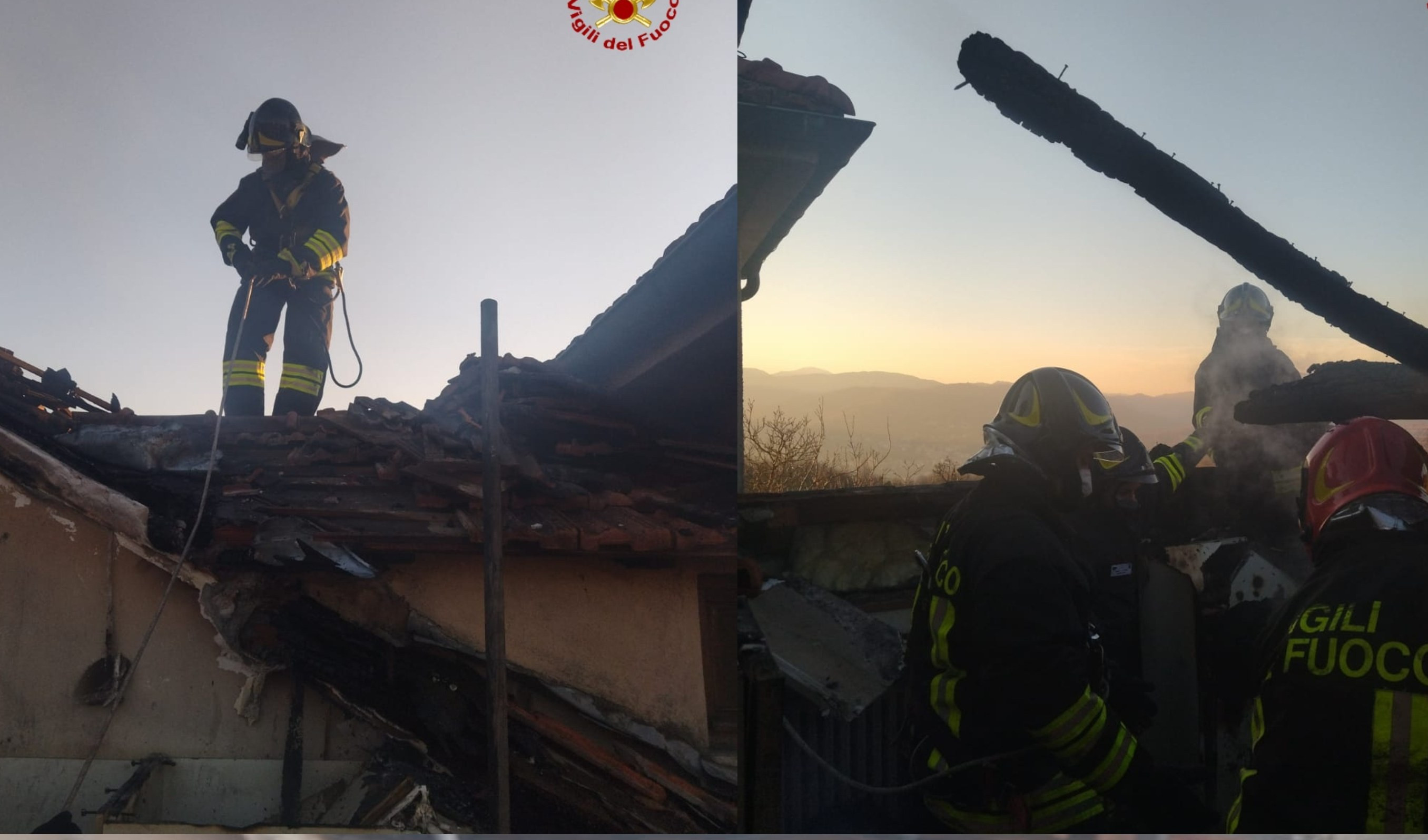 Busalla, incendio in una struttura: distrutto il tetto