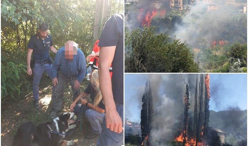 Genova, incendio a Sant'Eusebio: 88enne salvato dal cane poliziotto