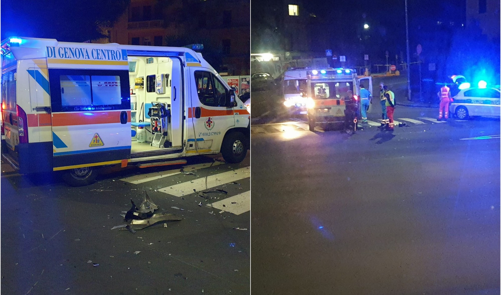 Incidente a Genova, scooter scontra ambulanza che trasportava paziente