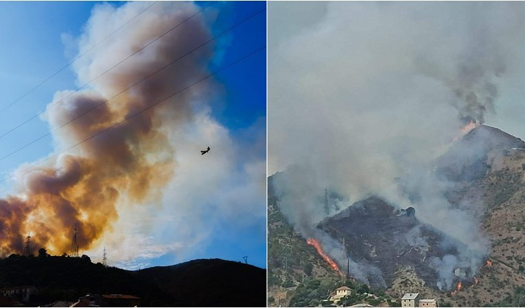 Genova, grosso incendio vicino a Scarpino: chiuse strade verso la discarica