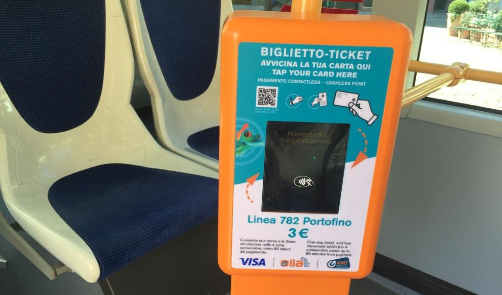 A Portofino il bus Amt si paga con il contactless grazie a ILA