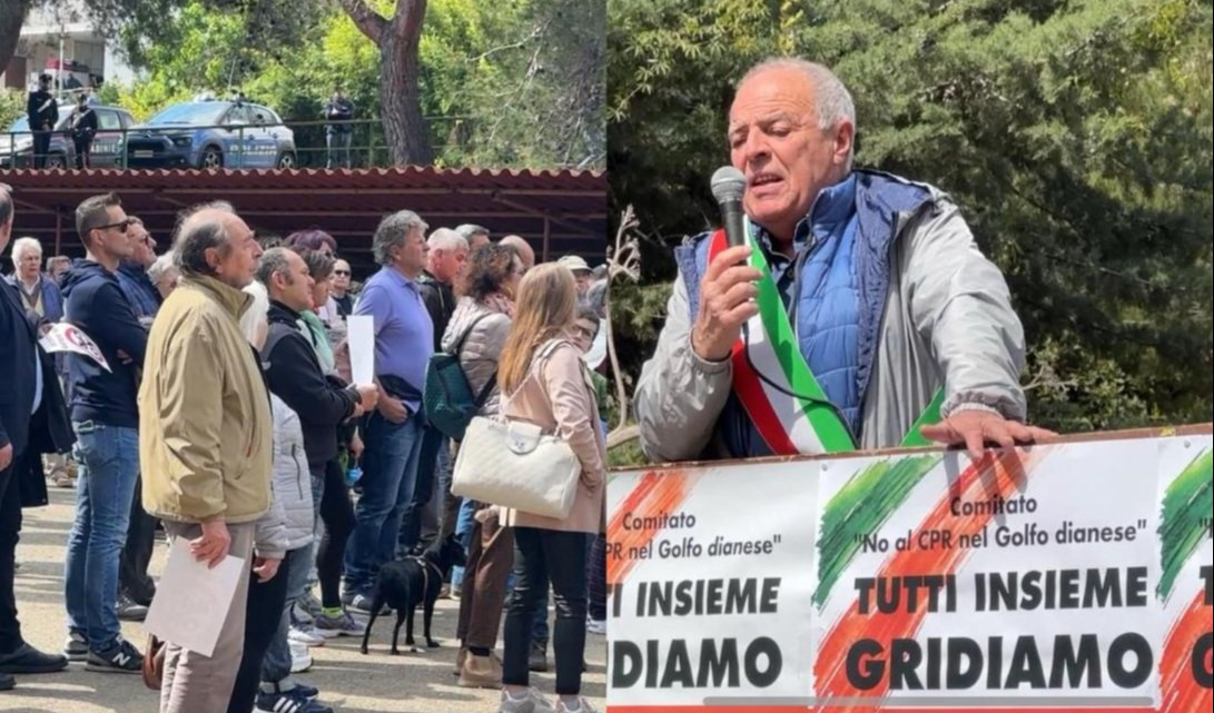 Cpr a Diano Castello, la protesta davanti all'ex caserma Camandone