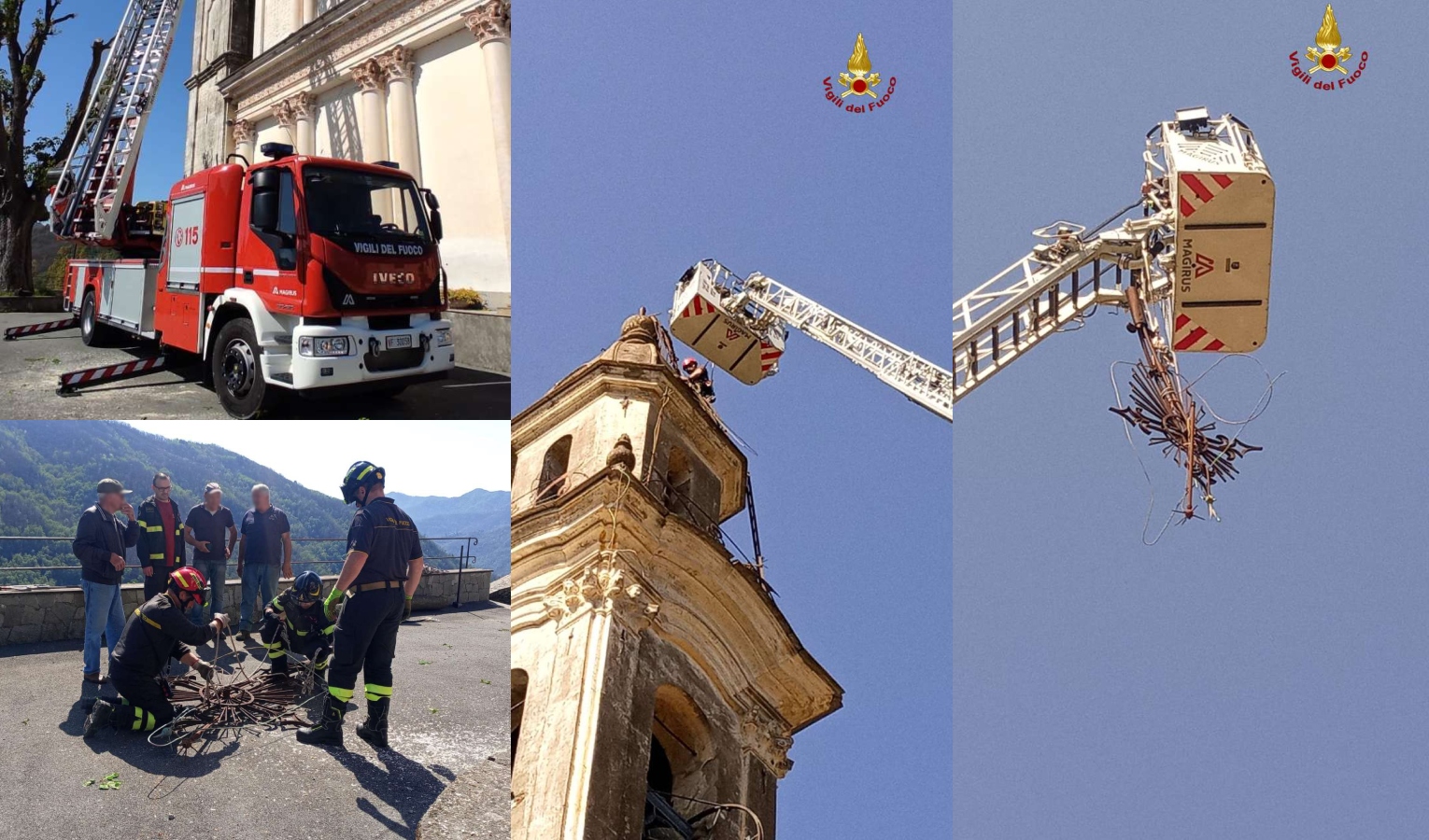 Cade croce pericolante sul campanile, recuperata