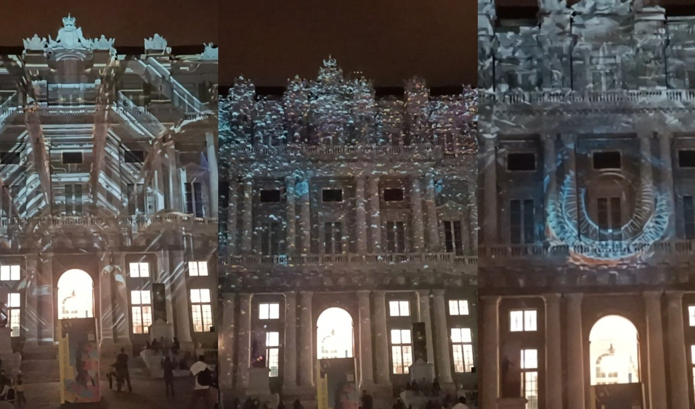 Genova, al calar del sole la Scienza dà spettacolo su palazzo Ducale