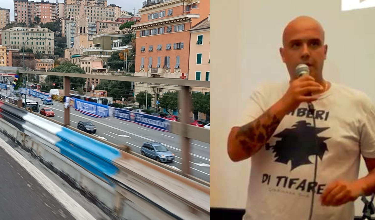 Tifosi Samp bloccano Sopraelevata per ricordare il capo ultrà morto