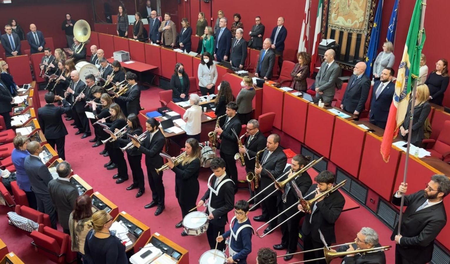 Genova città dell'Inno, a Tursi la Filarmonica Sestrese suona le note di Mameli