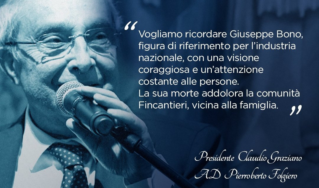 Fincantieri, bandiere a mezz'asta per Bono. Sabato i funerali