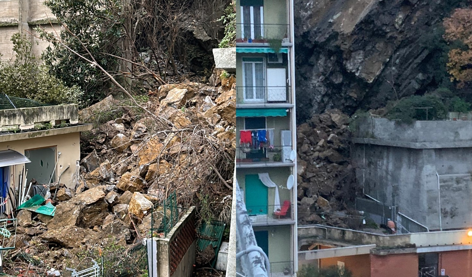 Frana a Genova in via Posalunga, evacuati due palazzi