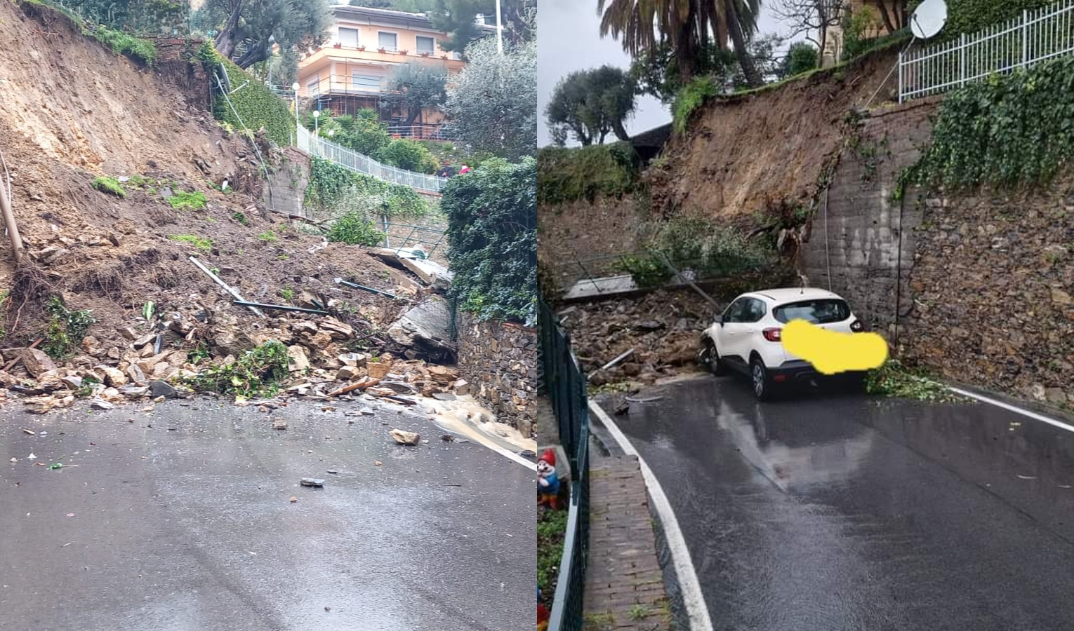 Crolla un muraglione a pochi metri da uno scuolabus, isolata Pieve Alta