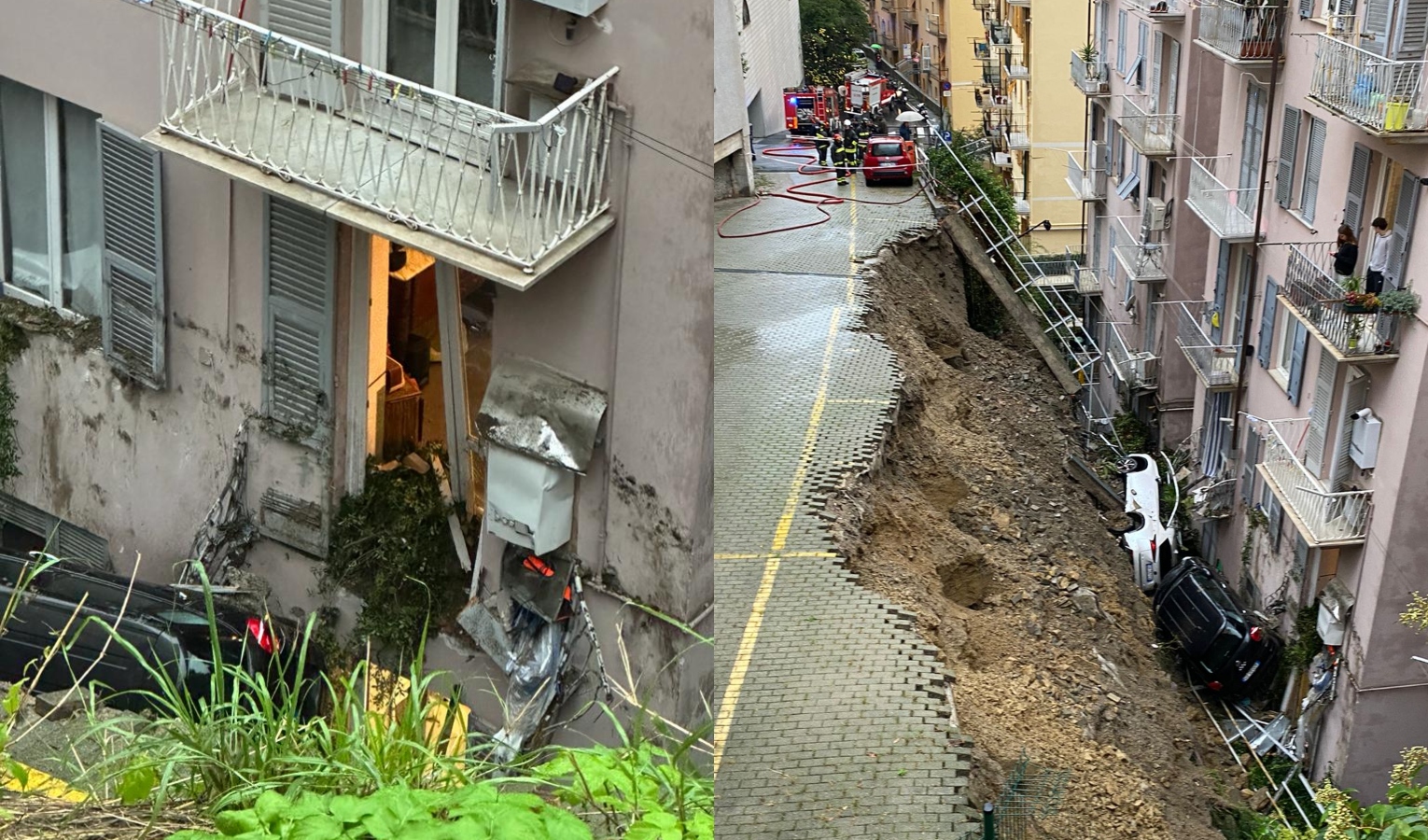 Genova, paura a Castelletto: parcheggio frana su tre palazzi