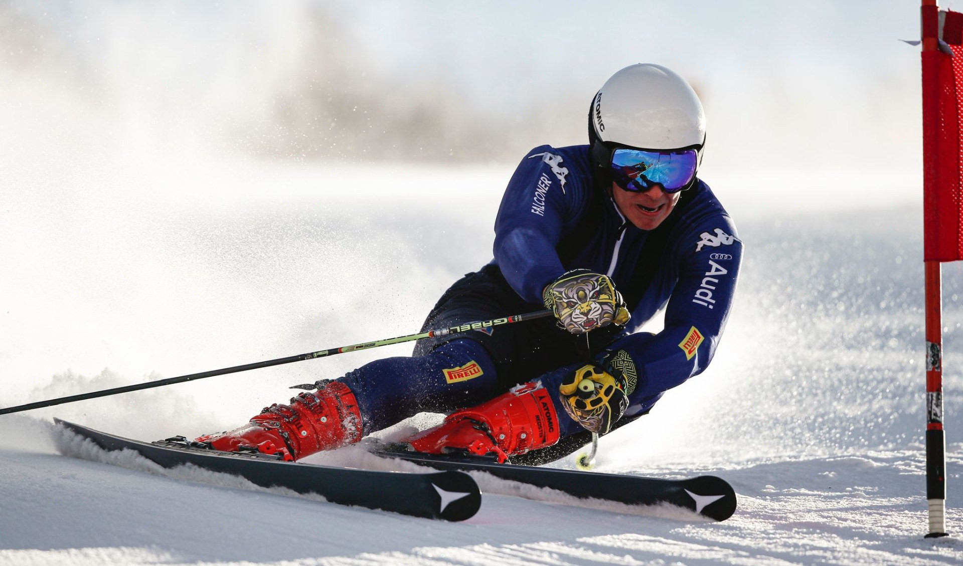 Matteo Franzoso in gara nel Super-G di Coppa Europa 