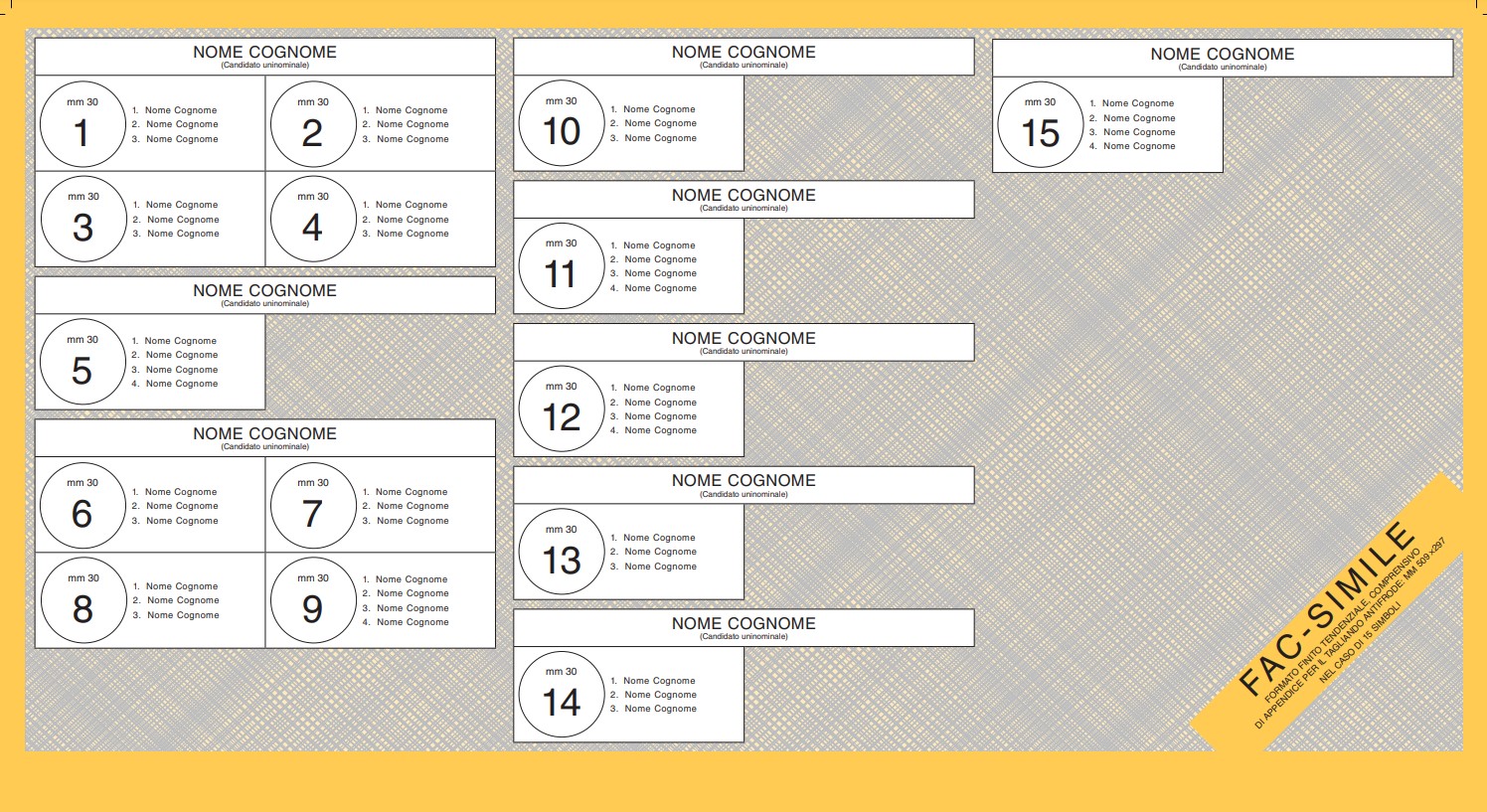 Scheda elettorale per il Senato della Repubblica - fac simile