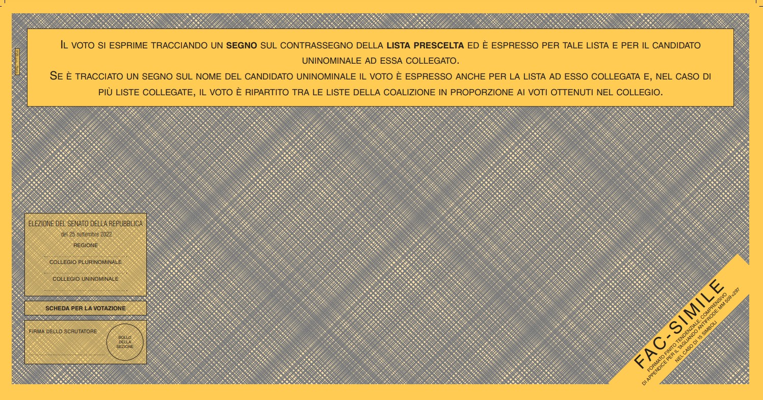 Scheda elettorale per il Senato della Repubblica - fac simile