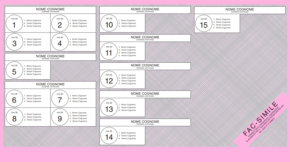 Scheda elettorale per la Camera dei Deputati - fac simile