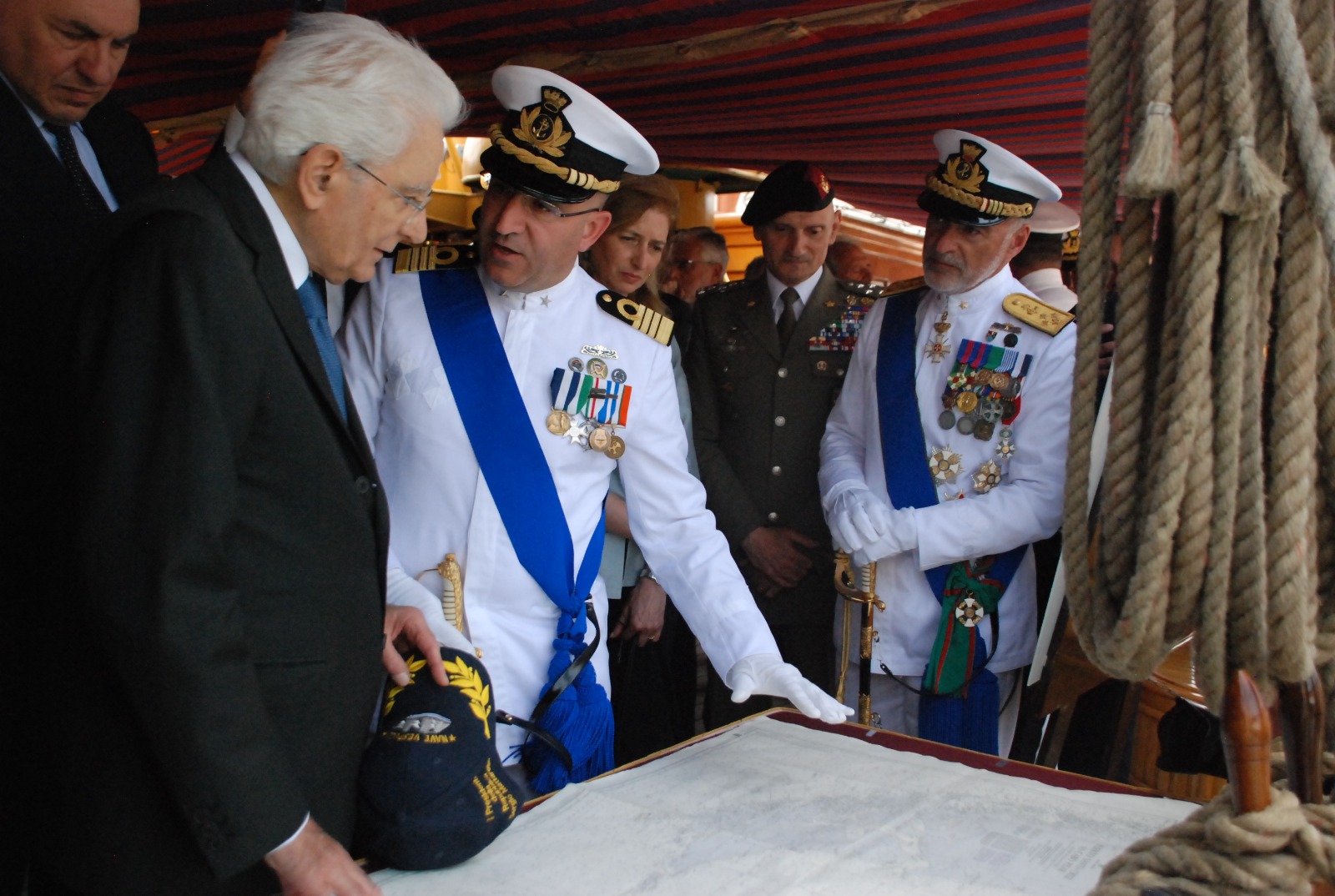 Il Presidente Mattarella a bordo dell'Amerigo Vespucci