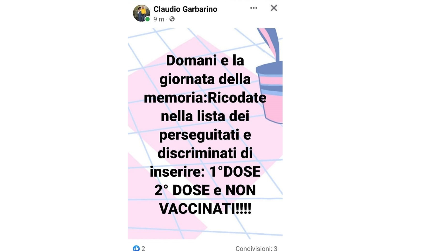 No vax come ebrei, ci cade anche Garbarino. Che prova a spiegarsi