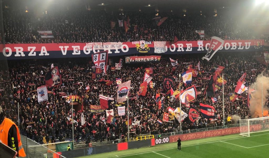 Genoa, coreografie al Ferraris per il match col Milan