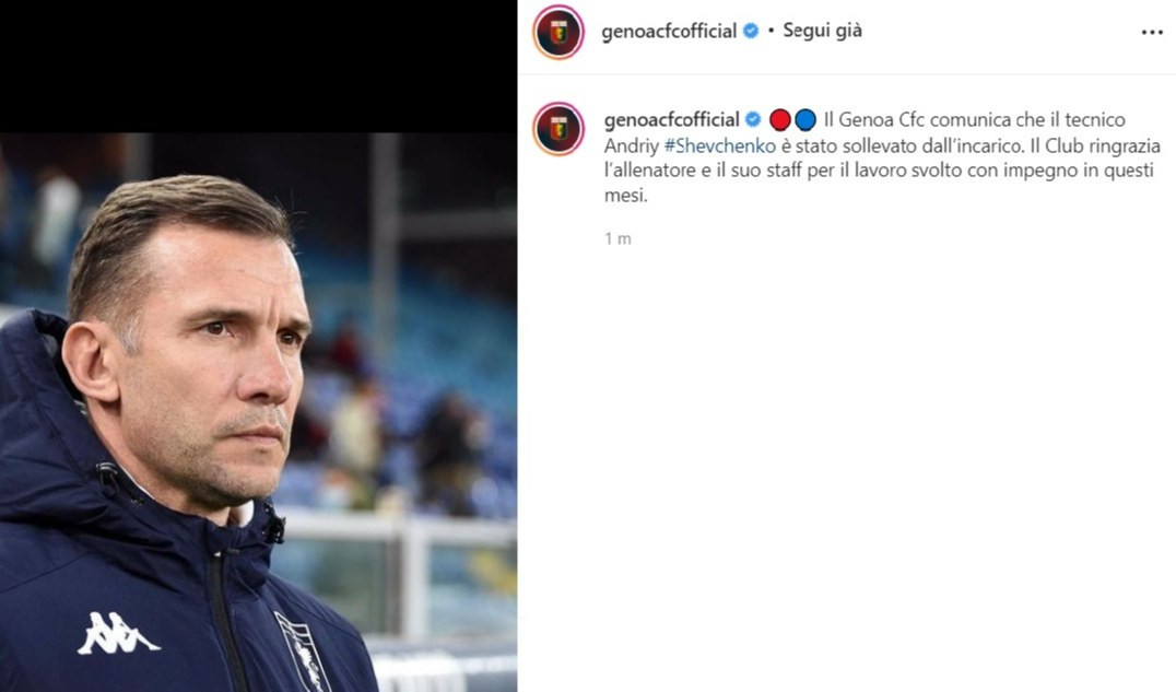 Genoa: Sheva via, Konko ad interim, poi Labbadia