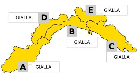 Liguria, allerta gialla fino alle 18 su tutta la regione