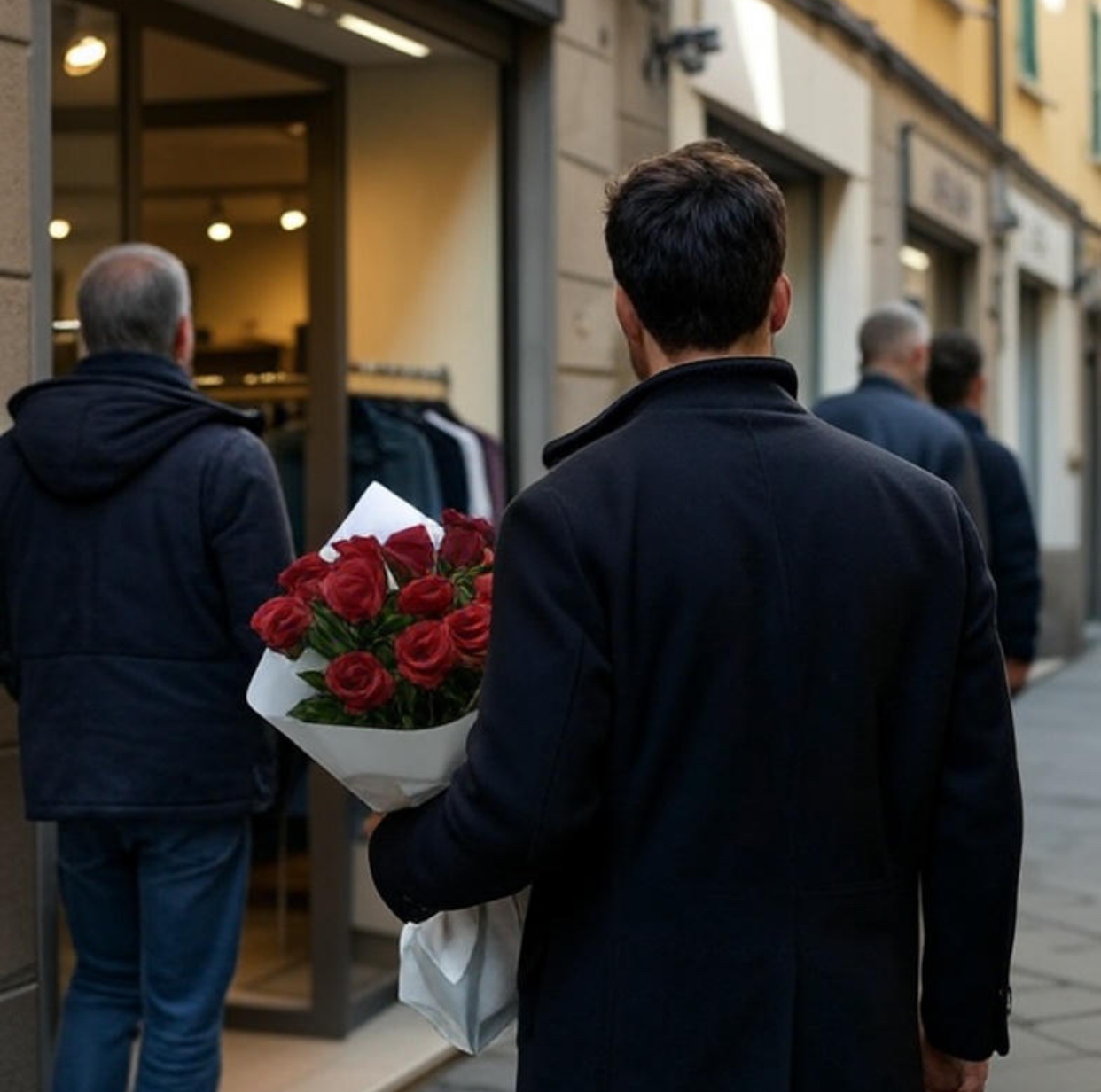 L’uomo si piazzava davanti al negozio